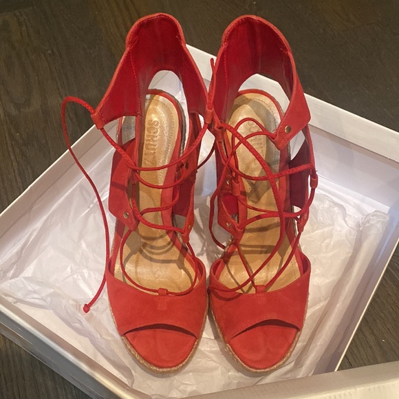 Schutz beautiful soft red suede wedges. Size 11. Perfect condition. - Picture 2 of 5